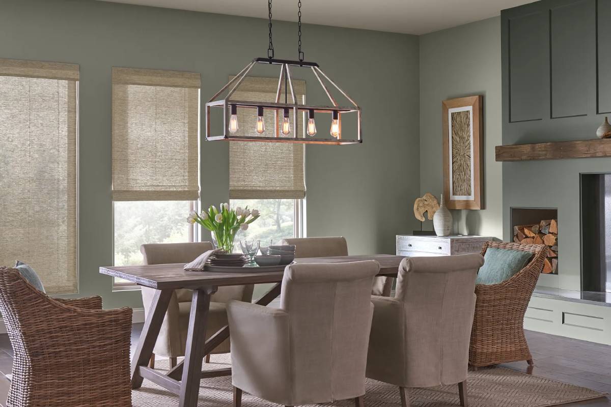 Alta® Window Fashions featuring Somfy® motorization in a kitchen near Orange County, CA