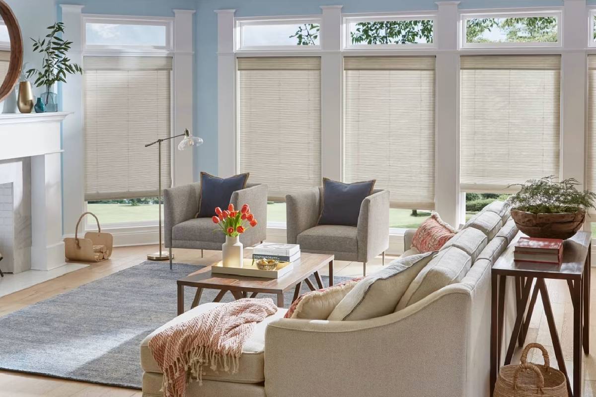 Alta® coastal window treatments in a home near Huntington Beach, CA